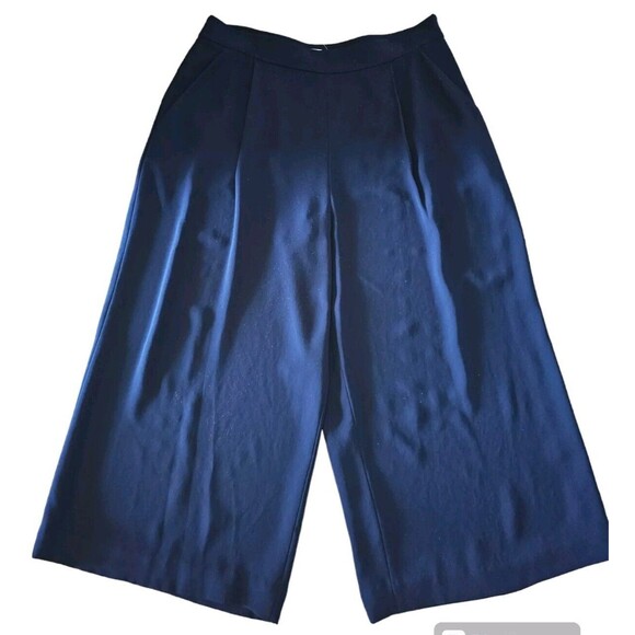 Diane von Furstenberg Womens Blue High Rise Wide Leg Culottes Pants Size 14 - Picture 1 of 14